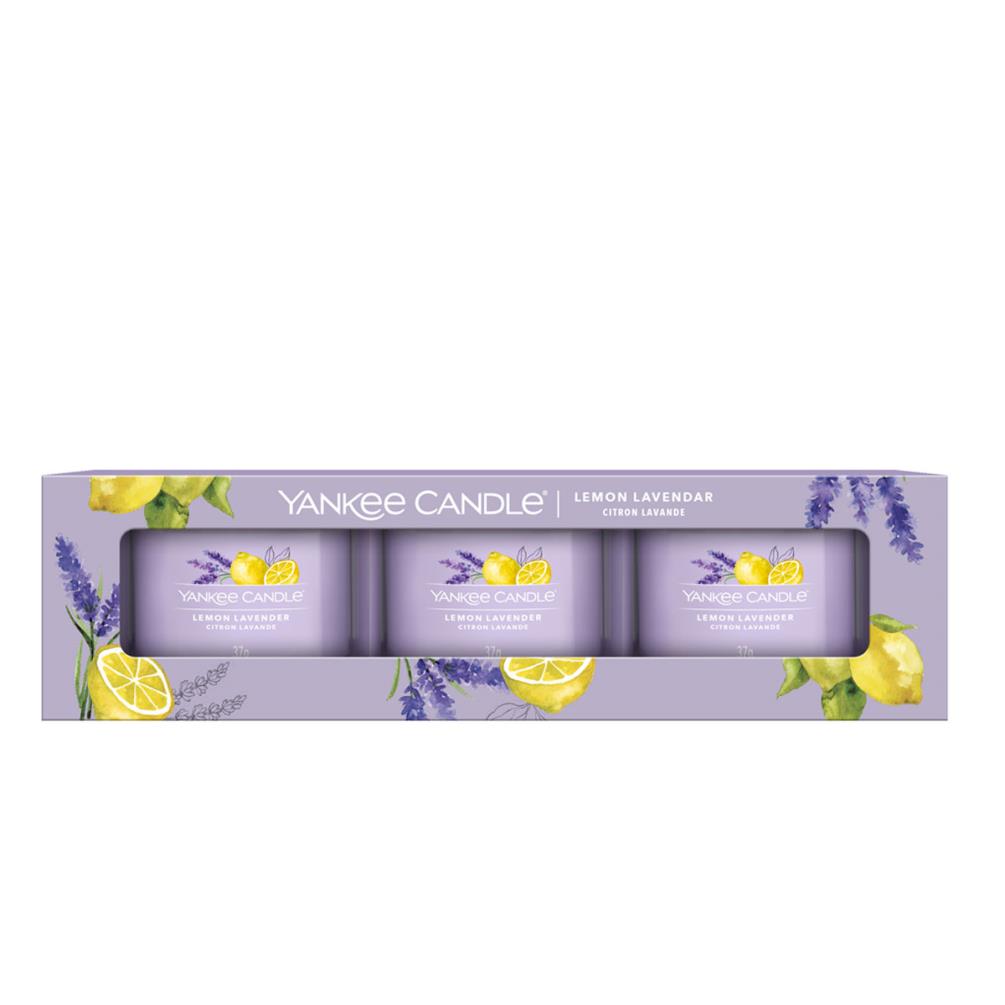 Yankee Candle Lemon Lavender 3 Filled Votive Candle Gift Set £8.99